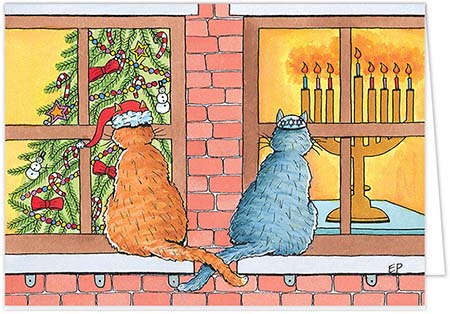 Non-Personalized Interfaith Holiday Greeting Cards by MixedBlessing (Curious Cats)