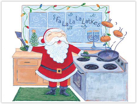 Interfaith Holiday Greeting Cards by MixedBlessing (FALALA Latkes)