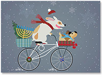Non-Personalized Interfaith Holiday Greeting Cards by MixedBlessing (Holiday Bikes)