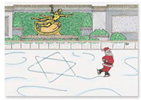 Non-Personalized Interfaith Holiday Greeting Cards by MixedBlessing (Santa Ice Skating)