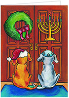 Non-Personalized Interfaith Holiday Greeting Cards by MixedBlessing (Doggies at the Door)