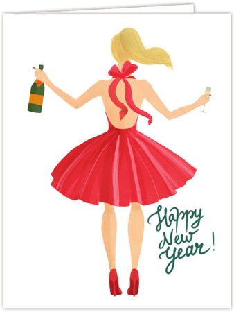 Holiday Greeting Cards by Modern Posh (Holiday Girl With Champagne - Happy New Year)