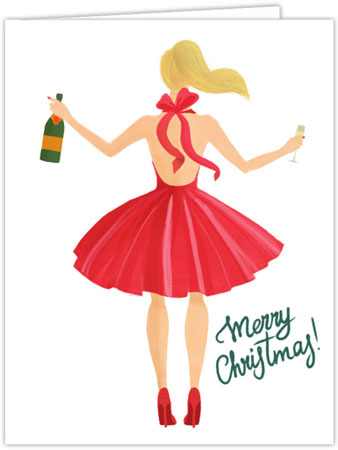 Holiday Greeting Cards by Modern Posh (Holiday Girl With Champagne - Merry Christmas)