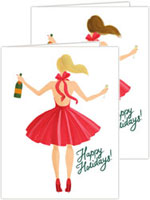 Holiday Greeting Cards by Modern Posh (Holiday Girl With Champagne - Happy Holidays)