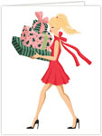 Holiday Greeting Cards by Modern Posh (Holiday Girl With Gifts Blonde)