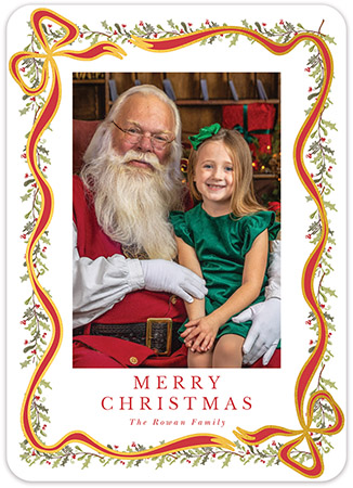 Digital Holiday Photo Cards by Modern Posh (Beautiful Bow Garland with Foil)