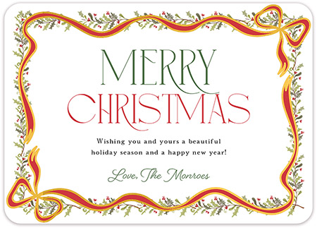 Holiday Greeting Cards by Modern Posh (Beautiful Bow Garland with Foil)