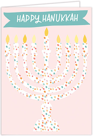 Personalized Charitable Hanukkah Greeting Cards by Olive Tree Collection (Pink Menorah)