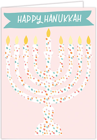 Non-Personalized Charitable Hanukkah Greeting Cards by Olive Tree Collection (Pink Menorah)