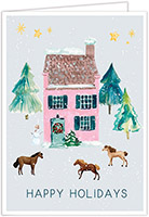 Personalized Charitable Holiday Greeting Cards by Olive Tree Collection (Farmhouse Pink)