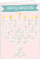 Non-Personalized Charitable Hanukkah Greeting Cards by Olive Tree Collection (Pink Menorah)