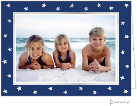 Digital Holiday Photo Cards by Sweet Pea Designs - Foil Stars on Navy