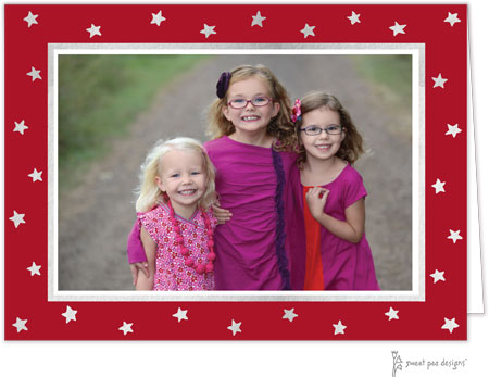 Digital Holiday Photo Cards by Sweet Pea Designs - Foil Stars on Red