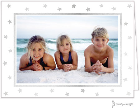 Digital Holiday Photo Cards by Sweet Pea Designs - Foil Stars on White