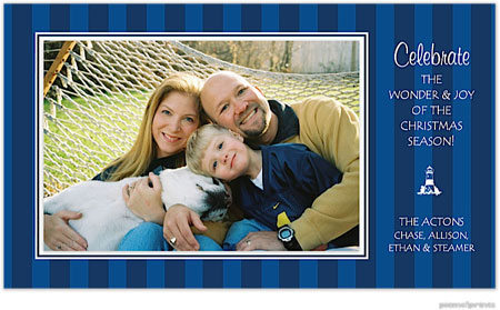 Holiday Photo Mount Cards by PicMe Prints (Stripes Navy)