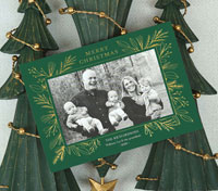 Digital Holiday Photo Cards by PicMe Prints - Foil Garland Border Green