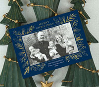 Digital Holiday Photo Cards by PicMe Prints - Foil Garland Border Navy