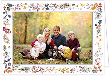 Mounted Holiday Photo Card - Foliage Frame Design | PicMe Prints