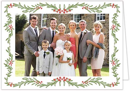 Mounted Holiday Photo Card - Gathered Garland Design | PicMe Prints