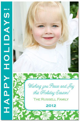 Digital Holiday Photo Cards by Prints Charming (Teal And Green Floral)