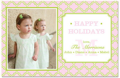 Digital Holiday Photo Cards by Prints Charming (Pink And Lime Quatrefoil) Digital Holiday Photo Cards by Prints Charming (Pink And Lime Quatrefoil)