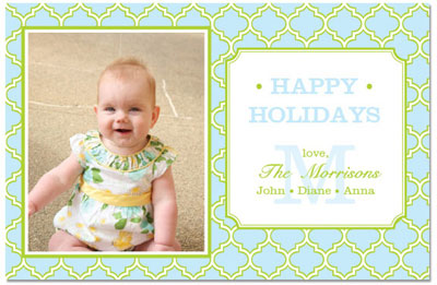 Digital Holiday Photo Cards by Prints Charming (Blue And Lime Quatrefoil) Digital Holiday Photo Cards by Prints Charming (Blue And Lime Quatrefoil)