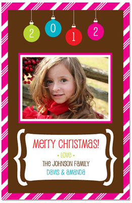 Digital Holiday Photo Cards by Prints Charming (Festive Hot Pink Ornament)