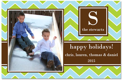 Digital Holiday Photo Cards by Prints Charming (Blue And Green Chevron)