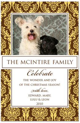 Digital Holiday Photo Cards by Prints Charming (Brown And Golden Yellow Damask) Digital Holiday Photo Cards by Prints Charming (Brown And Golden Yellow Damask)