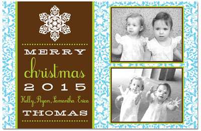 Digital Holiday Photo Cards by Prints Charming (Turquoise Snowflake Two)