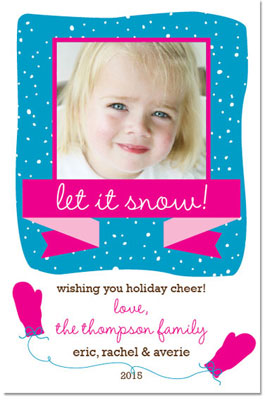 Digital Holiday Photo Cards by Prints Charming (Pink Let It Snow)