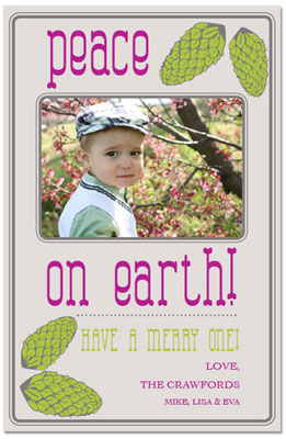 Digital Holiday Photo Cards by Prints Charming (Peaceful Green Pine Cone)