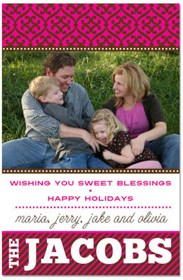Digital Holiday Photo Cards by Prints Charming (Pink Pattern And Stripe)