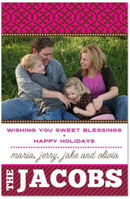 Digital Holiday Photo Cards by Prints Charming (Pink Pattern And Stripe) Digital Holiday Photo Cards by Prints Charming (Pink Pattern And Stripe)