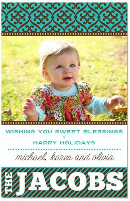 Digital Holiday Photo Cards by Prints Charming (Teal Pattern And Stripe) Digital Holiday Photo Cards by Prints Charming (Teal Pattern And Stripe)