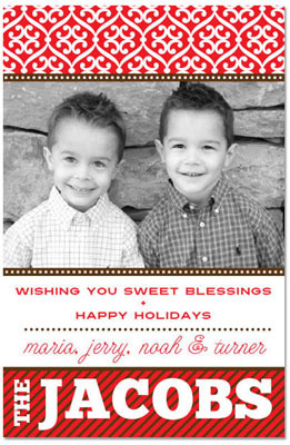 Digital Holiday Photo Cards by Prints Charming (Festive Pattern And Stripe Red) Digital Holiday Photo Cards by Prints Charming (Festive Pattern And Stripe Red)