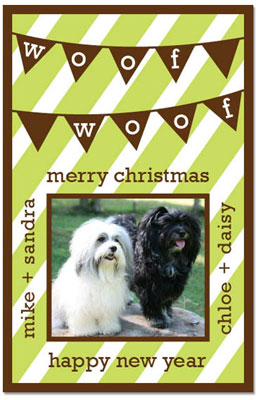 Digital Holiday Photo Cards by Prints Charming (Lime Woof Woof Banner)