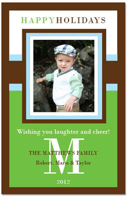 Digital Holiday Photo Cards by Prints Charming (Classic Blue And Green)