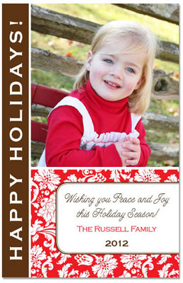 Digital Holiday Photo Cards by Prints Charming (Red And Brown Floral)