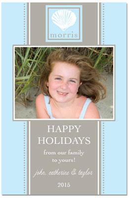 Digital Holiday Photo Cards by Prints Charming (Sky Blue Sea Shell)