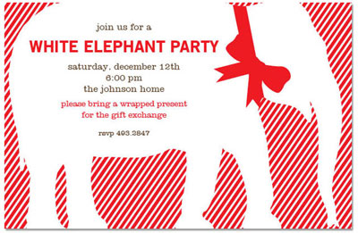 Holiday Invitations by Prints Charming (White Elephant Party)