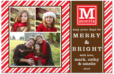 Digital Holiday Photo Cards by Prints Charming (Peppermint Stripes Initial)