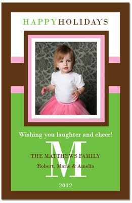 Digital Holiday Photo Cards by Prints Charming (Classic Pink And Green)