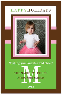 Digital Holiday Photo Cards by Prints Charming (Classic Pink And Green) Digital Holiday Photo Cards by Prints Charming (Classic Pink And Green)