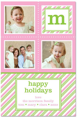 Digital Holiday Photo Cards by Prints Charming (Preppy Pink Initial)