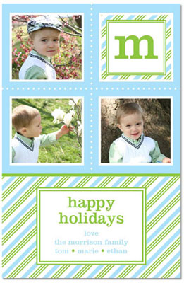 Digital Holiday Photo Cards by Prints Charming (Preppy Blue Initial)