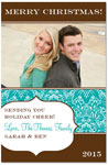 Digital Holiday Photo Cards by Prints Charming (Teal Damask Band)