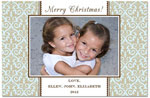 Digital Holiday Photo Cards by Prints Charming (Sky Blue And Taupe Damask)
