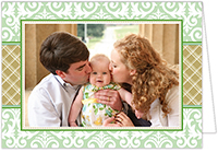 Holiday Photo Mount Cards by Prints Charming (Damask and Plaid - Green and Gold)