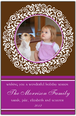 Digital Holiday Photo Cards by Prints Charming (Purple Wreath) Digital Holiday Photo Cards by Prints Charming (Purple Wreath)